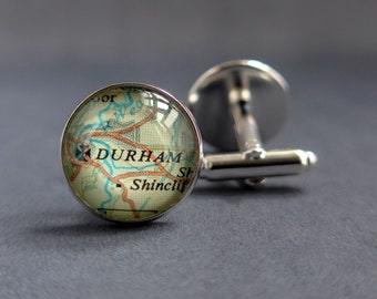 Personalised Silver Cuff Links, Map Cufflinks, Mens Anniversary Unique Jewelry