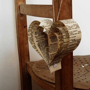 Paper Wedding Decorations, Romantic Hearts, Recycled Books, Pew Ends