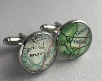 Father's Day Dad Cuff Links, Custom Personalised Maps