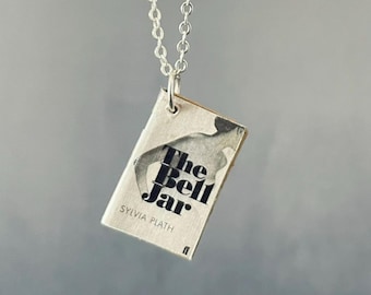 Miniature Book Charm Necklace, Book Lover Gift, Sylvia Plath, The Bell Jar