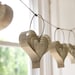 Rustic Wedding Garland, Unique Book Decorations, Cream, Beige Paper Hearts 