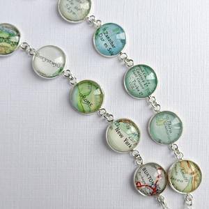 Custom Map Bracelet, Placenames Personalised for Her