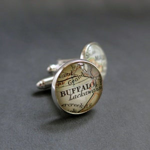 Unique Mens Cuff Links, Customized Cufflinks, Paper Map Gift image 2