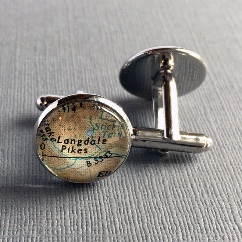 Silver Groomsmen Cufflinks, Best Man Gift, Wedding Cuff Links, Silver, Bronze, Personalized Maps image 4