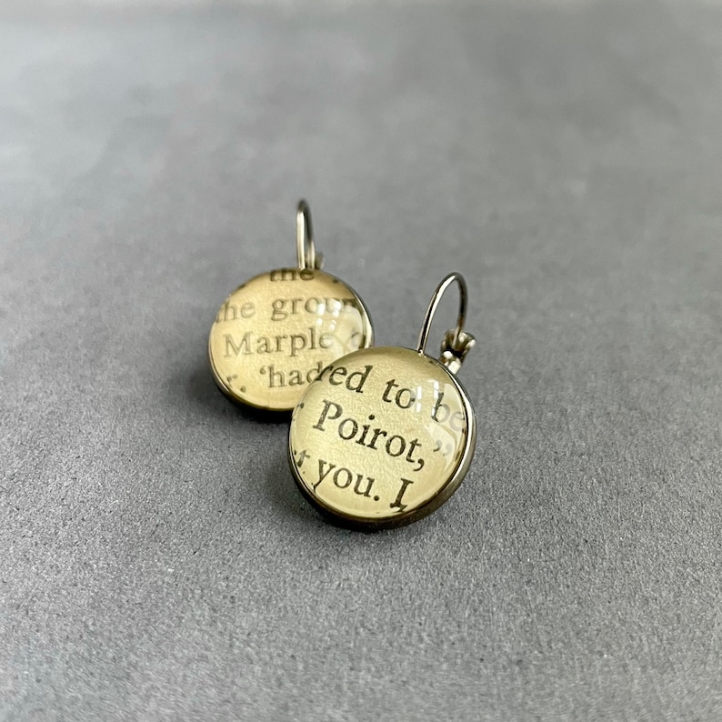 Marple and Poirot Agatha Christie Book Earrings, Detective Novels, Librarian Teacher Gift image 8