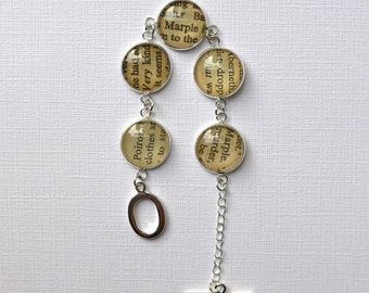 Literary Bracelet, Agatha Christie Book Jewellery, Marple and Poirot Graduation Gift