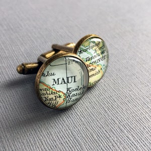 Silver Groomsmen Cufflinks, Best Man Gift, Wedding Cuff Links, Silver, Bronze, Personalized Maps image 1