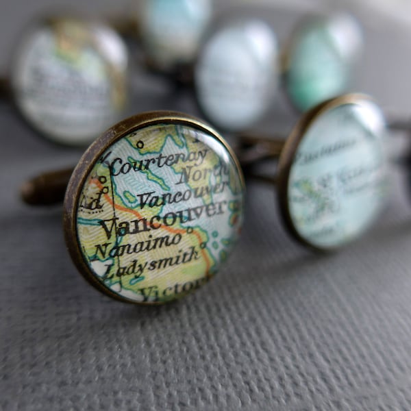 Customizable Cufflinks, Map and Travel Themed Men's Gift Idea, Unique and Unusual