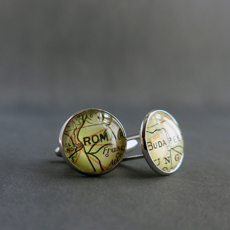 Unique Mens Cuff Links, Customized Cufflinks, Paper Map Gift image 1