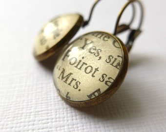 Marple and Poirot Agatha Christie Book Earrings, Detective Novels, Librarian Teacher Gift