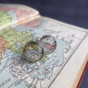 Boutons de manchette insolites, boutons de manchette carte vintage cool classiques