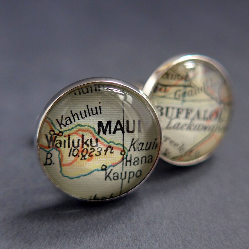 Unique Mens Cuff Links, Customized Cufflinks, Paper Map Gift image 4