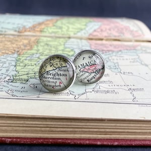 Boutons de manchette sur le thème du voyage, du monde, du monde, boutons de manchette cartes vintage