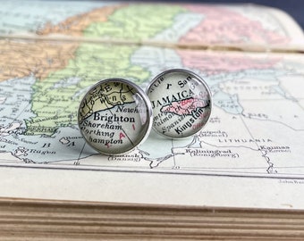 Travel Themed Cufflinks, World, Global, Vintage Maps Cuff Links