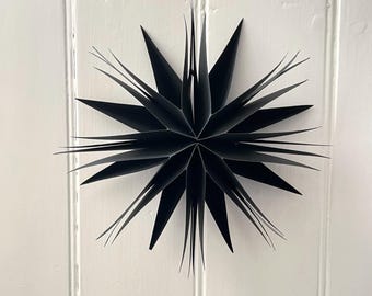 Paper Star Ornament, Black Snowflake Decoration for Party or Home Decor, Quirky Gothic