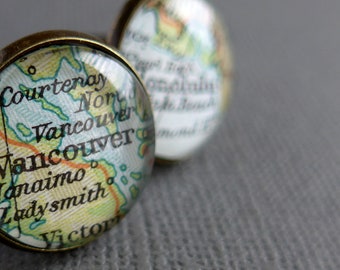 Travel Themed Cuff Links, Map Gift for Him, USA UK