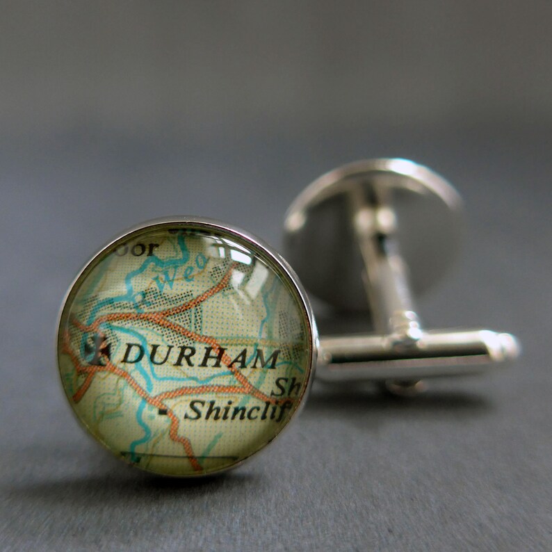 Map Cufflinks, Vintage American and World Maps, Unique Personalised for Men Silver plated