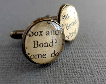 James Bond Cufflinks, Cool Gifts for Him, Book Cuff Links