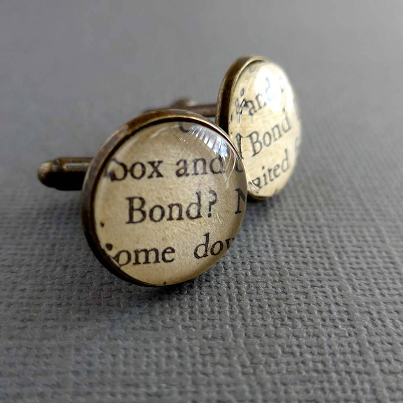 James Bond Cufflinks, Cool Gifts for Him, Book Cuff Links image 1