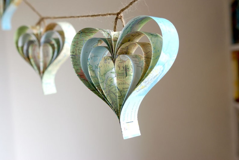 Pale Blue Map Decorations, Travel Themed, Paper Garland, Multicoloured image 2