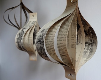 Christmas Decorations, Recycled Paper, Set of Six