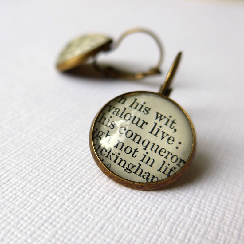 Shakespeare Book Earrings Gift for English Teacher image 1