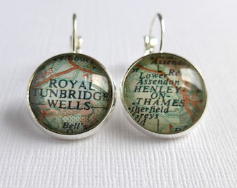 Personalized Earrings, Travel Themed, Map Earrings, Personalised Womens Jewelry, Girlfriend