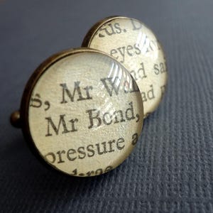 James Bond Book Page Cufflinks, Literary Husband Gift