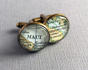 Personalized Cufflinks, World Travel Locations, Unusual Gift for Him