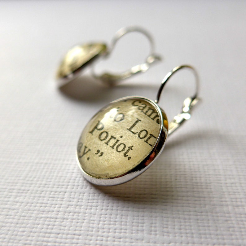 Marple and Poirot Agatha Christie Book Earrings, Detective Novels, Librarian Teacher Gift image 2