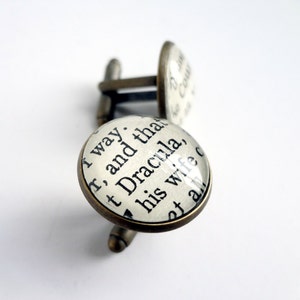 Dracula Book Cufflinks, Antique Bronze Literary Jewelry
