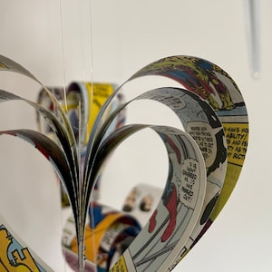 Paper Hearts Comic Books Party Decorations Upcycled Geek, Wedding Decor imagem 5