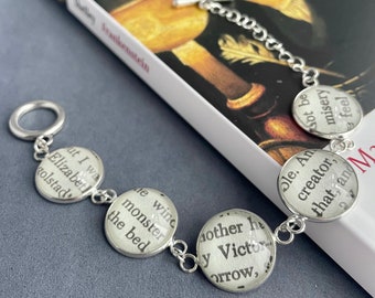 Frankenstein Bracelet, Mary Shelley  Book Jewellery, Horror Novels, Goth Gift