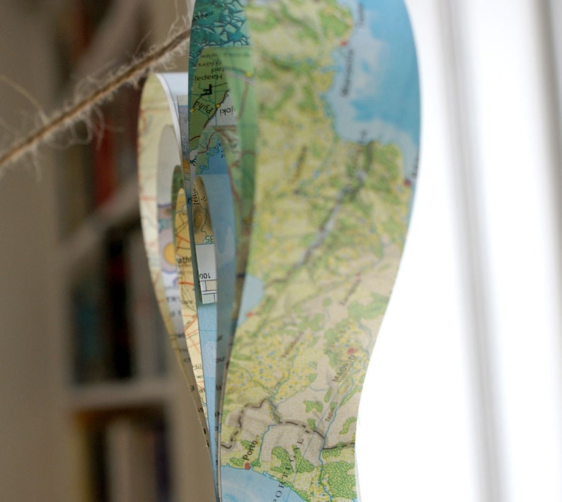 Pale Blue Map Decorations, Travel Themed, Paper Garland, Multicoloured image 4