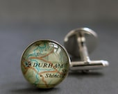Personalised Silver Cuff Links, Map Cufflinks, Unique Anniversary Jewelry
