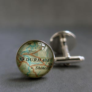 Personalised Silver Cuff Links, Map Cufflinks, Unique Anniversary Jewelry