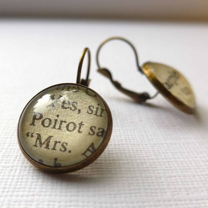 Marple and Poirot Agatha Christie Book Earrings, Detective Novels, Librarian Teacher Gift image 5