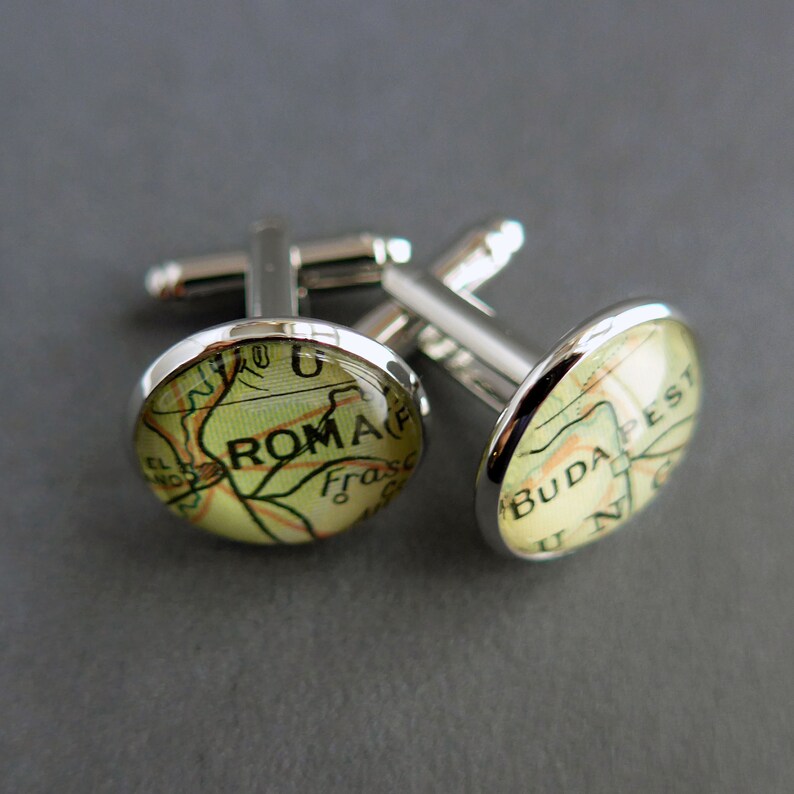 Unique Mens Cuff Links, Customized Cufflinks, Paper Map Gift image 7