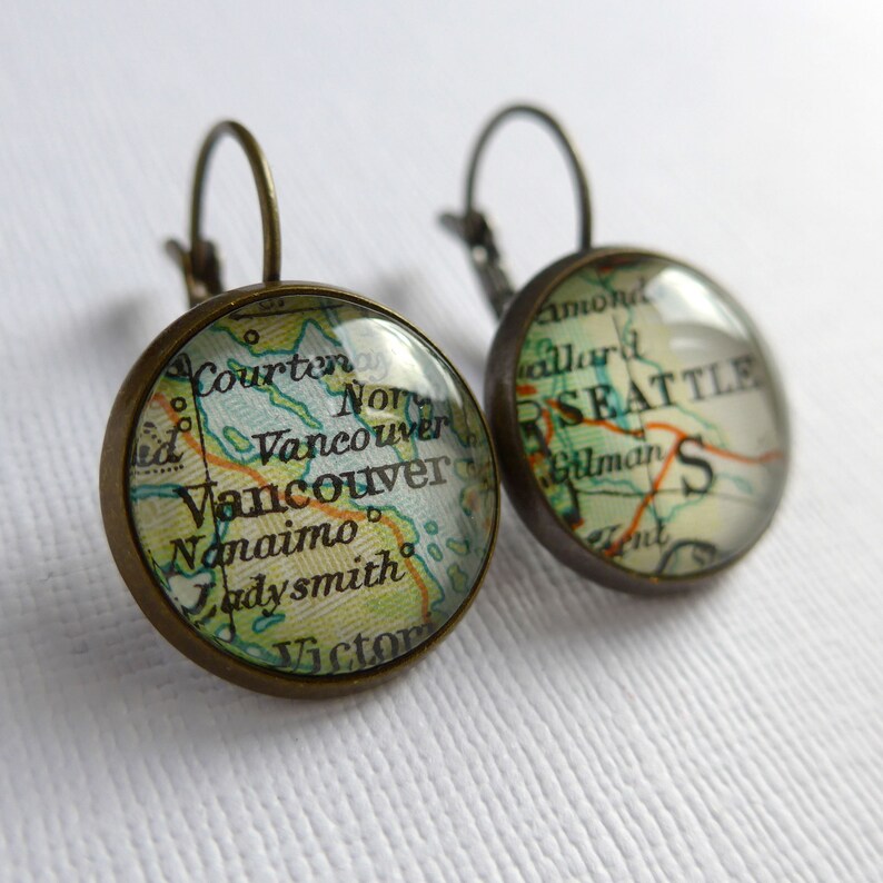 Custom Map Drop Earrings Multicolour Unique Jewellery image 2