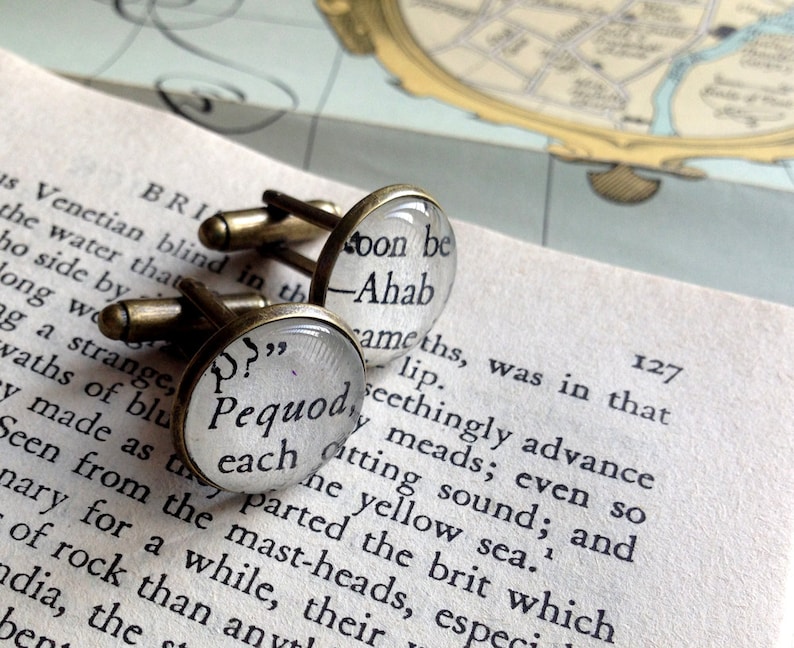 Book Cuff Links, Moby Dick, Literary Gift for Men, Sailing Cufflinks, Dad Gift image 2