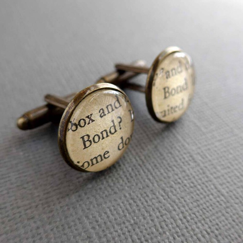 James Bond Cufflinks, Cool Gifts for Him, Book Cuff Links image 2