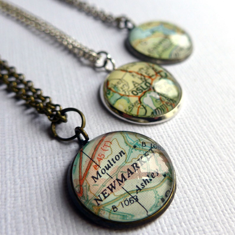 Bronze Pendant, Personalized Maps, Wedding Jewellery, Bride Gift Idea, Customised Jewellery image 5