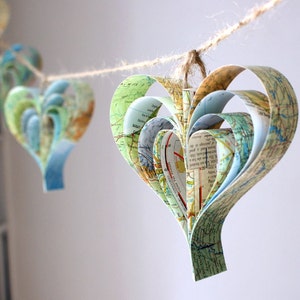 Pale Blue Map Decorations, Travel Themed, Paper Garland, Multicoloured image 3