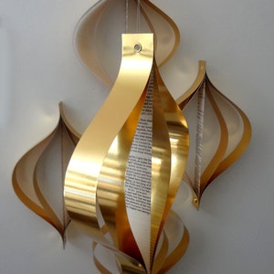 Mid Century Modern Decor, Set of 5 Copper Metallic Hanging Ornaments image 2