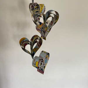 Paper Hearts Comic Books Party Decorations Upcycled Geek, Wedding Decor imagem 7