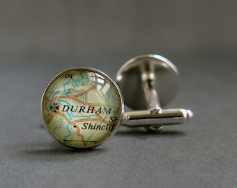 Map Cuff Links, Copper Anniversary Gift for Him, Men's Jewelry, Travel and Adventure