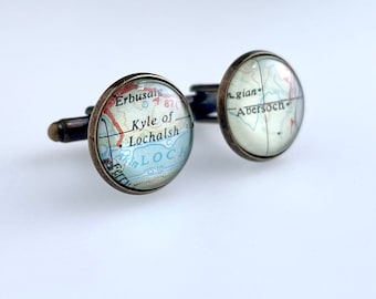 Seaside Map Cufflinks, Blue Green Jewellery, Personalised Accessories