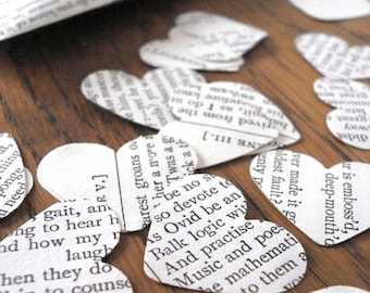 Shakespeare Heart Confetti, Recycled Books, Wedding Decoration Ideas, Table Decor