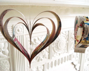 Comic Book Decorations, Paper Hearts, Geek Gift, Unique Home