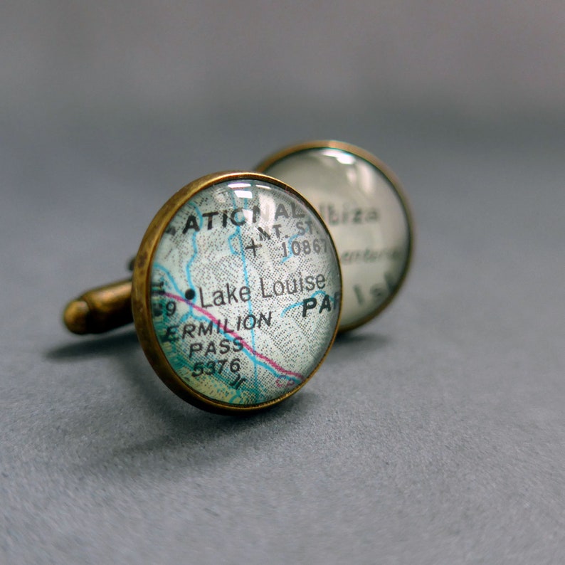 Unique Mens Cuff Links, Customized Cufflinks, Paper Map Gift image 5